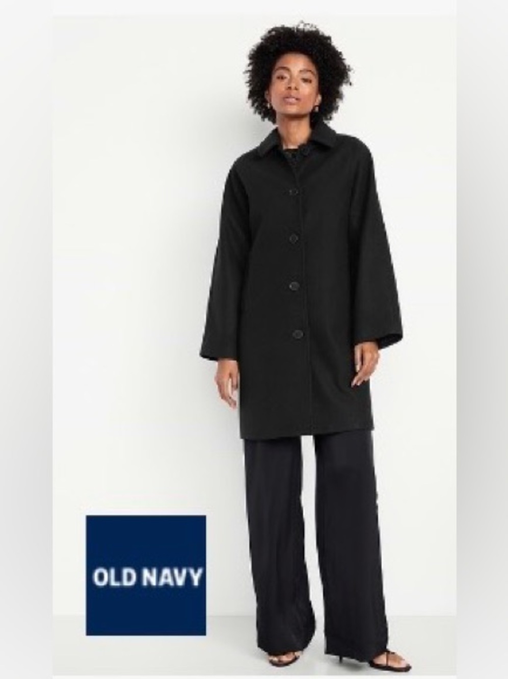 Old Navy Black  Relaxed  Bottom Front Mac Coat